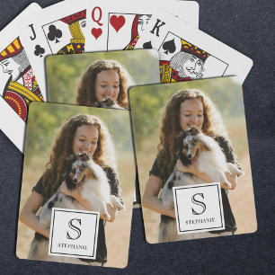 Individuelles Monogramm, Name und Foto Moderne Fot Spielkarten