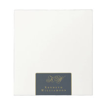 Individuelles Monogramm Navy Blau Gold Weiß Einfac