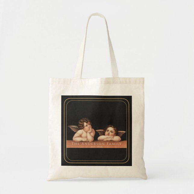 Individuelles Monogramm Raphael Cherub Vintage Fin Tragetasche (Vorne)