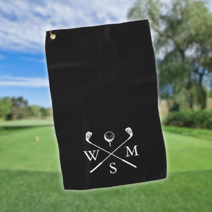 Individuelles Monogramm Schwarz und Weiß Golfhandtuch