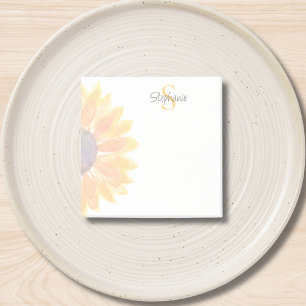 Individuelles Monogramm Sonnenblume Post-it Klebezettel