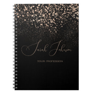 Individuelles Notizbuch Gold Glitter auf Schwarz Notizblock