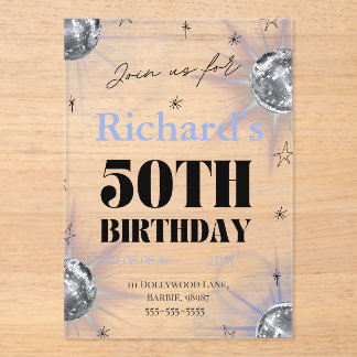individuelles personalisiertes Foto 50. Geburtstag Acryleinladungen