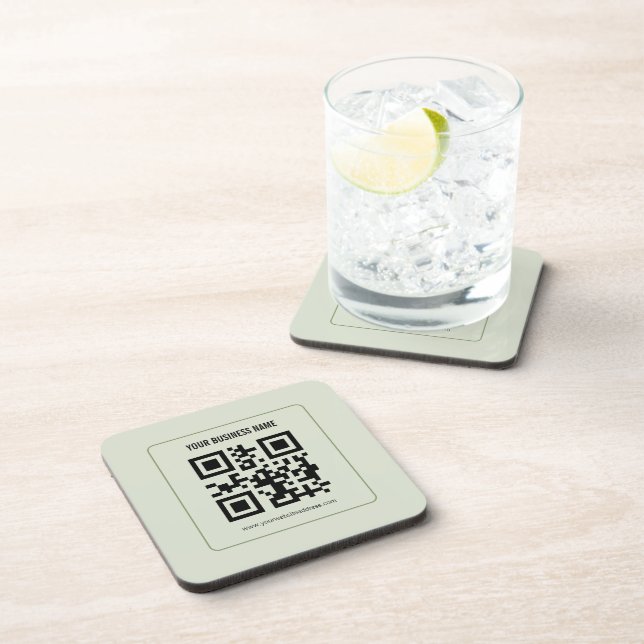 Individuelles QR-Code-Geschäftsname-Vorlage Getränkeuntersetzer (Rechte Seite)
