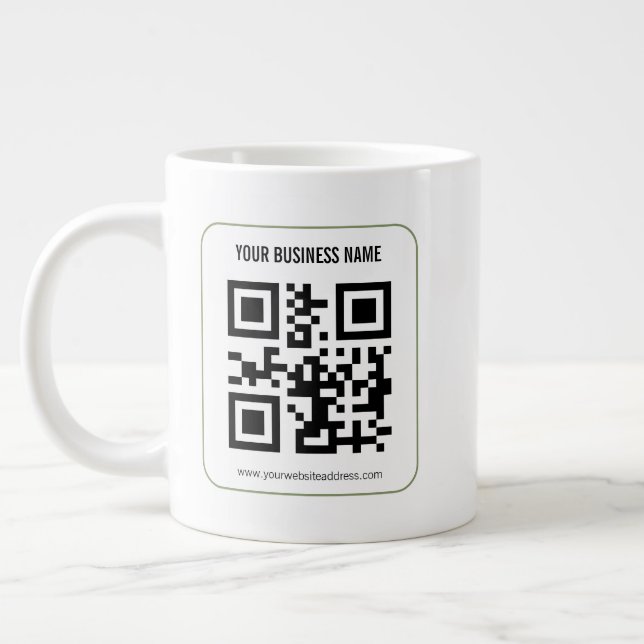 Individuelles QR-Code-Geschäftsname-Vorlage Jumbo-Tasse (Links)