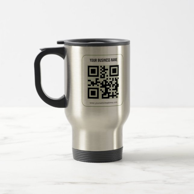 Individuelles QR-Code-Geschäftsname-Vorlage Reisebecher (Links)