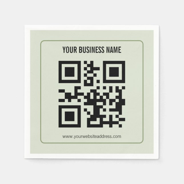 Individuelles QR-Code-Geschäftsname-Vorlage Serviette (Vorderseite)