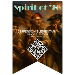 Individuelles QR-Schulbanner • 1776–2026 Ehrerbiet Wimpelkette
