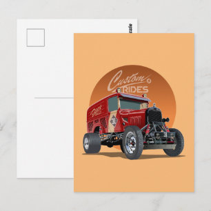 Individuelles Retro-Rennwagen-Konzept Postkarte
