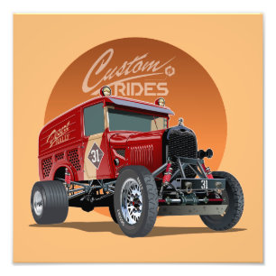 Individuelles Retro-Rennwagenkonzept Fotodruck