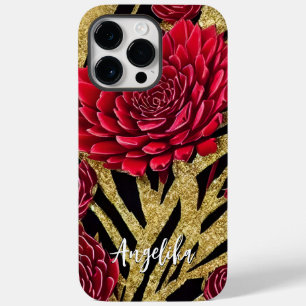 Individuelles rotes und goldenes abstraktes Design Case-Mate iPhone 14 Pro Max Hülle