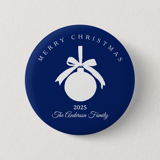 Individuelles Saphirblau-Weiß-Rustikal-Ornament-Ge Button (Vorderseite)