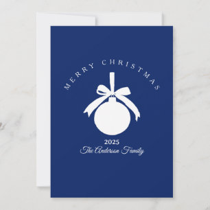Individuelles Saphirblau-Weiß-Rustikales-Ornament- Feiertagskarte