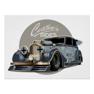 Individuelles Sci-Fi Retro-Rennwagen Poster