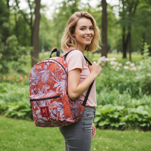 Individuelles tropisches Leaf Hot Summer Red Moder Bedruckter Rucksack
