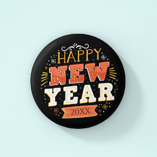 Individuelles Vintage Silvester Design Einzigartig Button