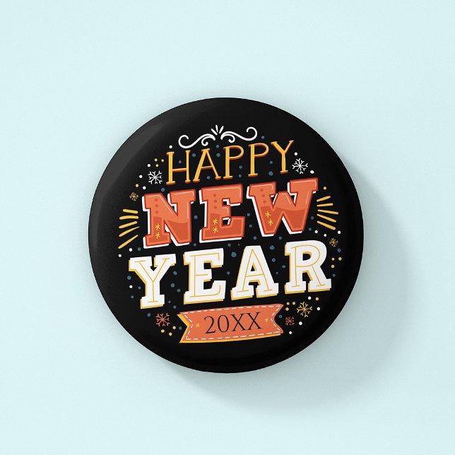 Individuelles Vintage Silvester Design Einzigartig Button (Von Creator hochgeladen)