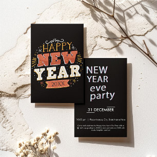 Individuelles Vintage Silvester Design Einzigartig Einladung