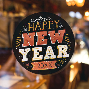 Individuelles Vintage Silvester Design Einzigartig Runder Aufkleber