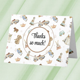 Individuelles Vintages Holzspielzeug Muster Baby Dankeskarte