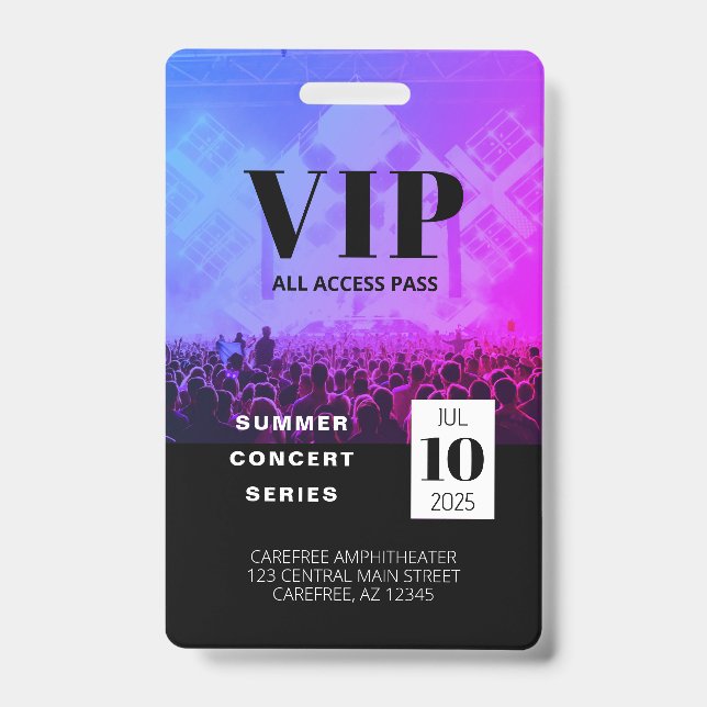 Individuelles VIP All Access Concept Abzeichen Ausweis (Vorderseite)