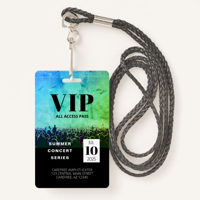 Individuelles VIP All Access Concept Abzeichen Ausweis (Vorderseite mit Schlüsselband)