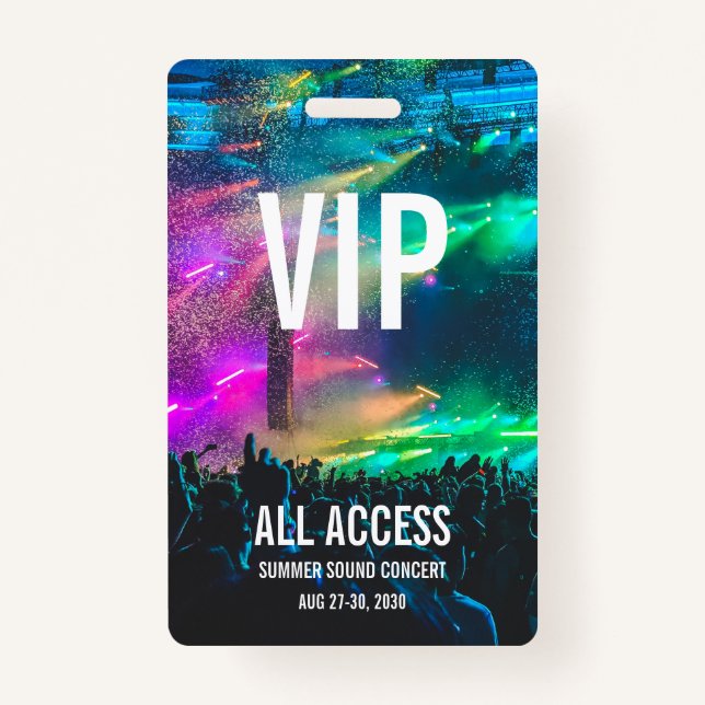 Individuelles VIP All Access Pass Konzert Abzeiche Ausweis (Rückseite)