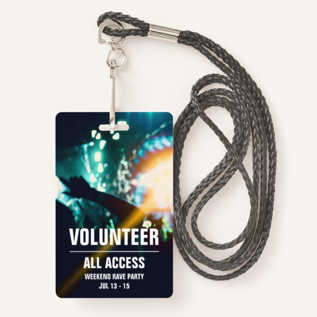 Individuelles Volunteer All Access Concept Pass Ab Ausweis (Vorderseite mit Schlüsselband)