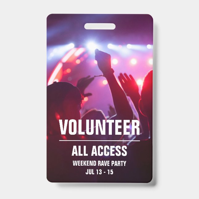 Individuelles Volunteer All Access Concept Pass Ab Ausweis (Vorderseite)
