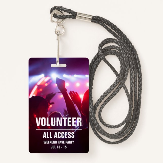 Individuelles Volunteer All Access Concept Pass Ab Ausweis (Vorderseite mit Schlüsselband)