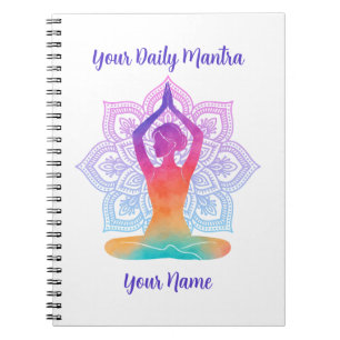 Individuelles Yoga-Notizbuch mit Namen und Mantra Notizblock
