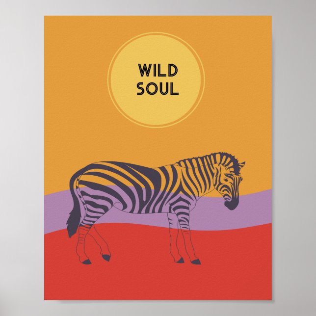 Individuelles zebra modernes, helles Safari-Poster Poster (Vorne)