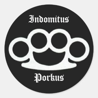 Indomitus Porkus Knuckles Runder Aufkleber