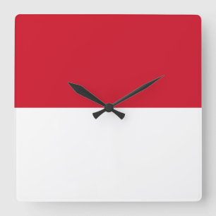 Indonesia Flag Quadratische Wanduhr