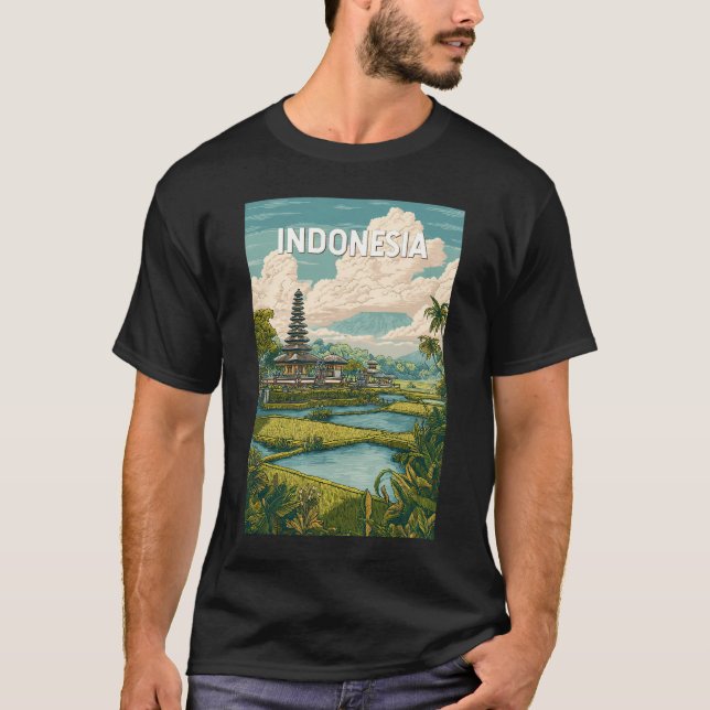 Indonesia Illustration Travel Art Vintage T-Shirt (Vorderseite)