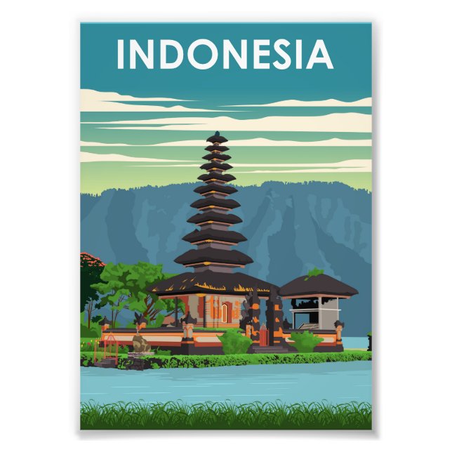 Indonesia Vintage Minimal Retro Travel Poster (Vorne)