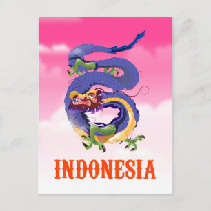 Indonesien-Drache Retro-Reiseplakat Postkarte