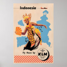 Indonesien Druck indonesische Kunst KLM Reiseplaka
