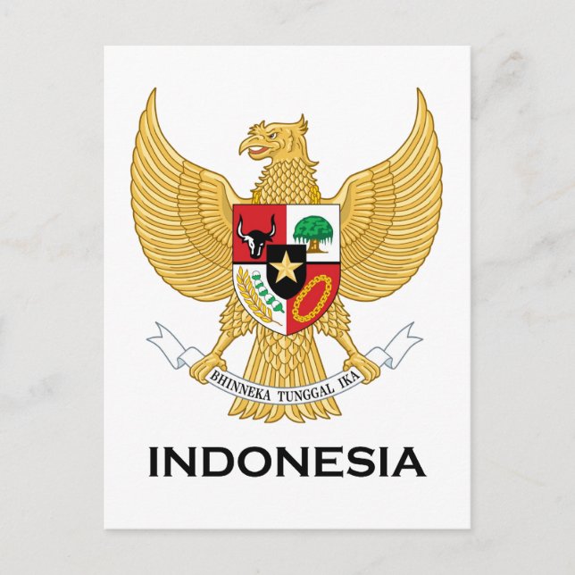 INDONESIEN - Emblem/Fahne/Wappen/Symbol Postkarte (Vorderseite)