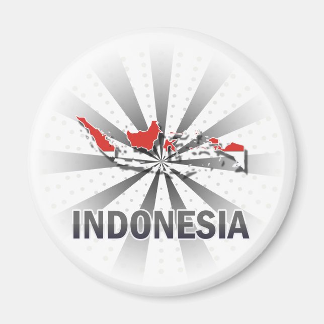 Indonesien Flag Map 2.0 Magnet (Vorne)