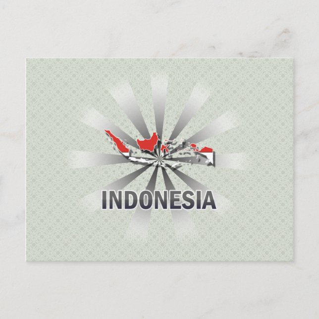 Indonesien Flag Map 2.0 Postkarte (Vorderseite)