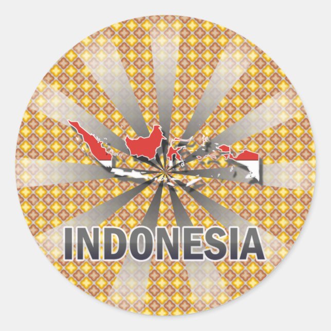 Indonesien Flag Map 2.0 Runder Aufkleber (Vorderseite)
