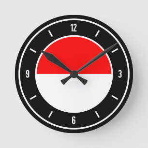 Indonesien Flagge Elegant Runde Wanduhr