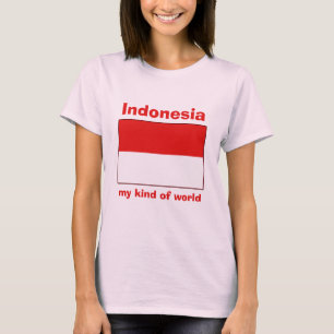Indonesien-Flagge + Karte + Text-T-Shirt T-Shirt