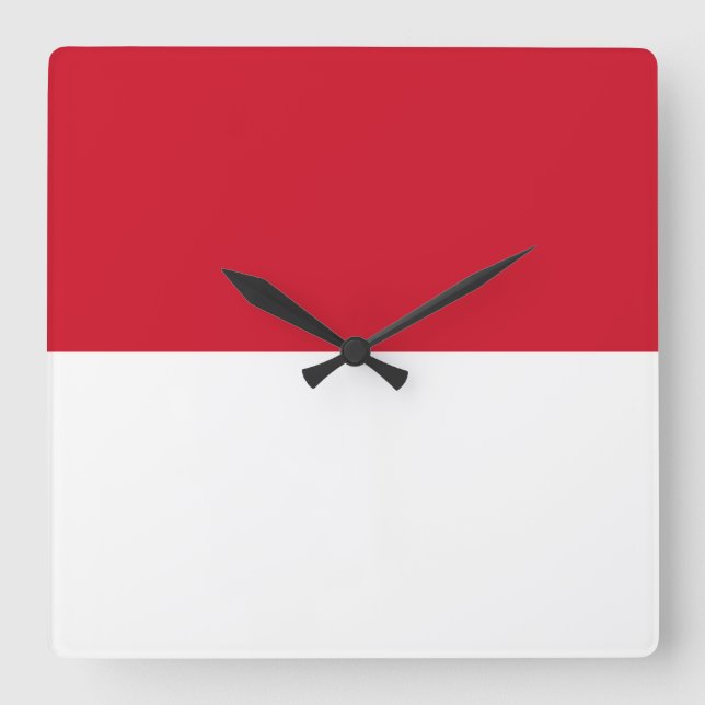 Indonesien-Flagge Quadratische Wanduhr (Vorderseite)
