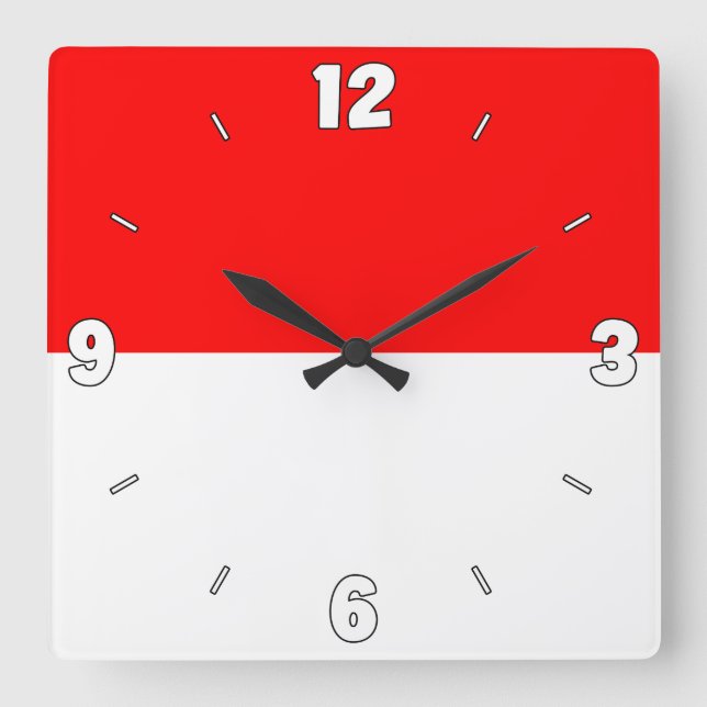 Indonesien Flaggennummern Red White Patriotic  Quadratische Wanduhr (Vorderseite)