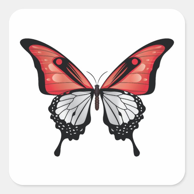 Indonesien Frack Butterfly Flag Quadratischer Aufkleber (Vorderseite)