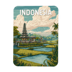 Indonesien Illustration Reise Kunst Vintage Magnet