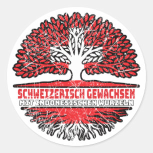 Indonesien indonesisch Schweizer Schweiz Baum Runder Aufkleber