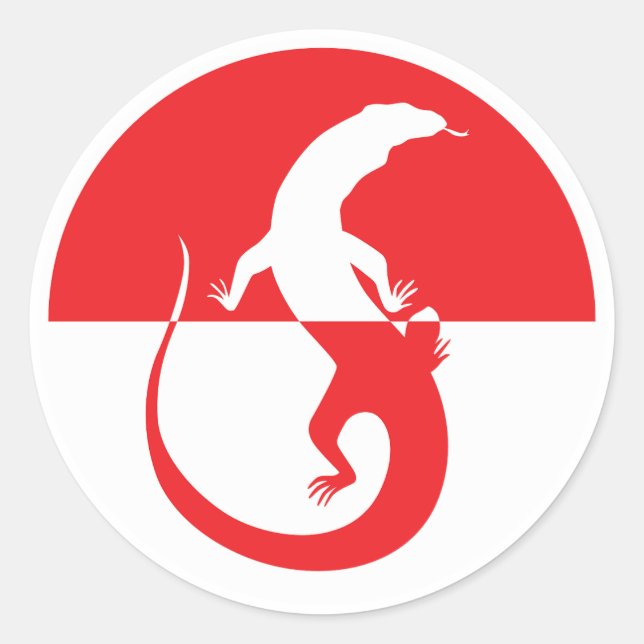 Indonesien Komodo Dragon Monitor Indonesisch Runder Aufkleber (Vorderseite)